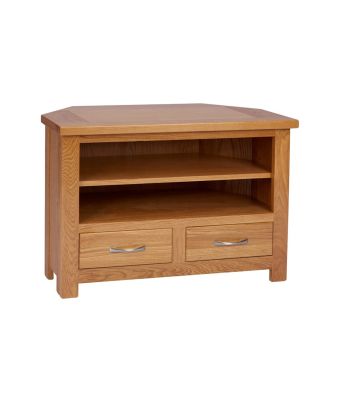 Portland Oak 2 Drawer Corner TV Unit