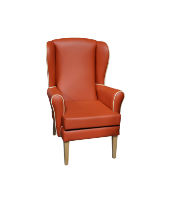 Lancashire High Back Chair with Wings & Straight Legs - Pumpkin