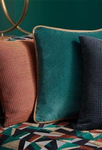 red, blue and purple pillows