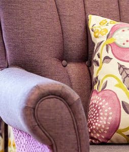 purple sofa chair close-up