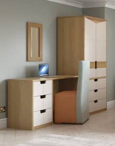 desk and wardrobe with chair