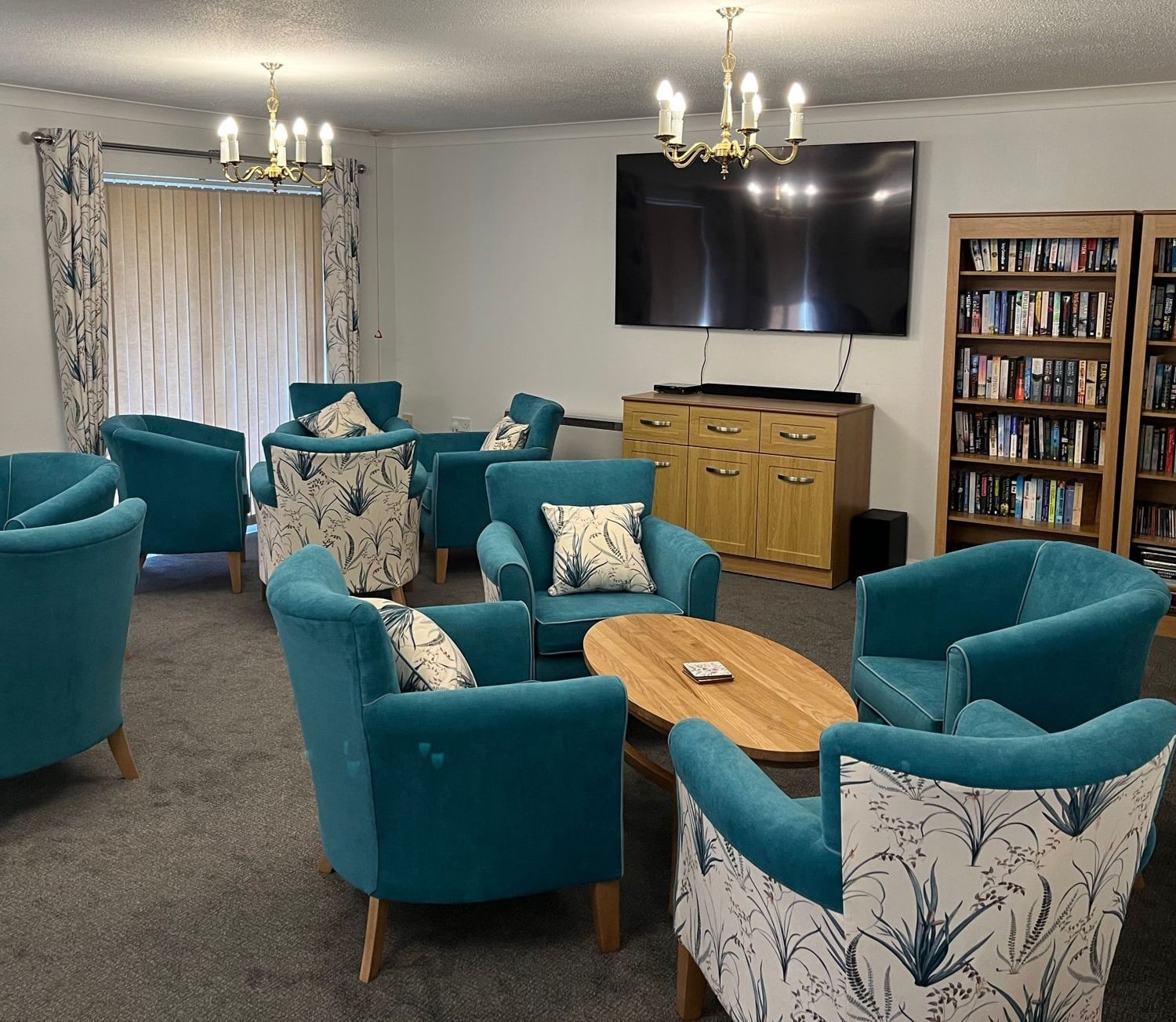 Springwood Court teal tub chairs