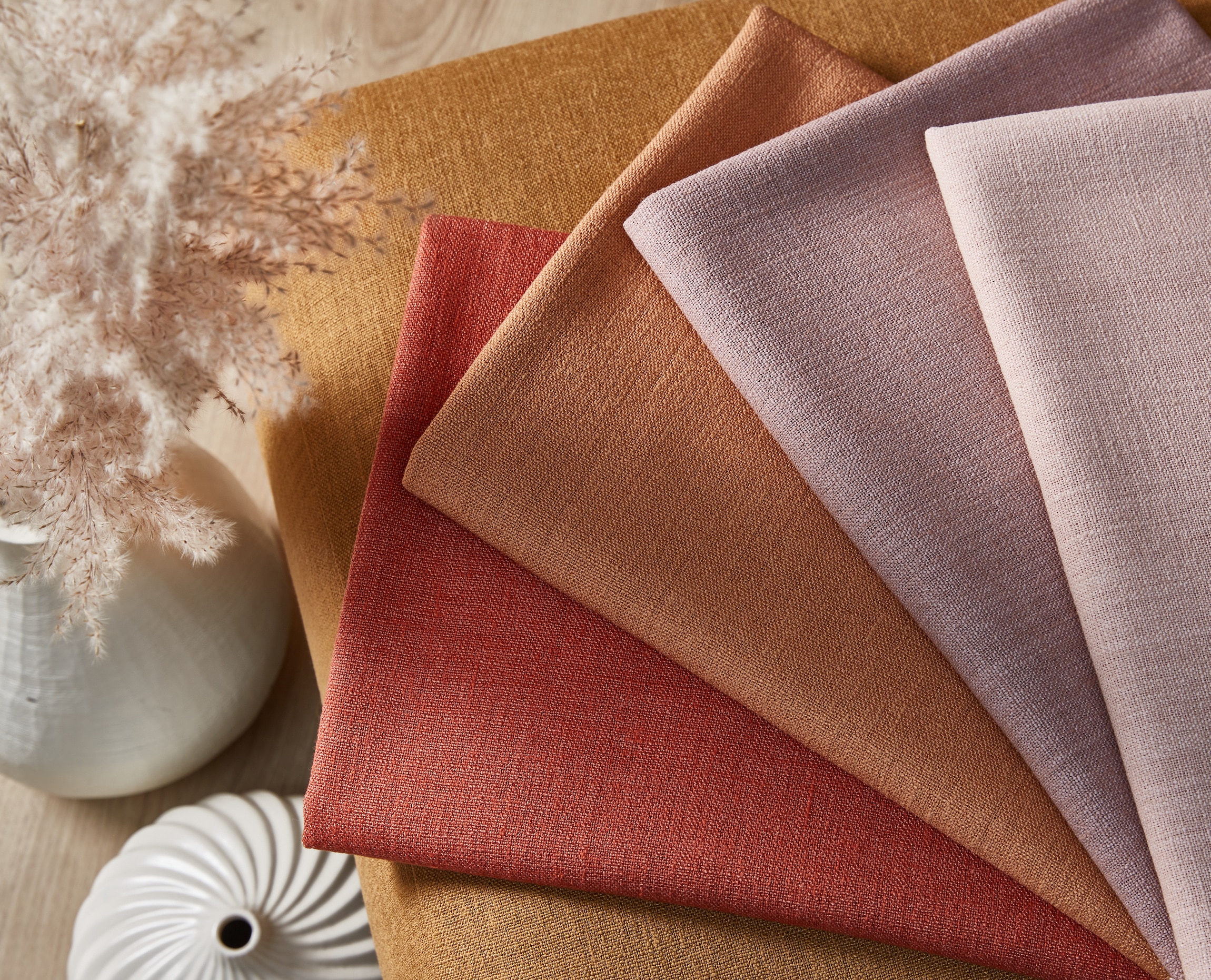 warm toned fabrics